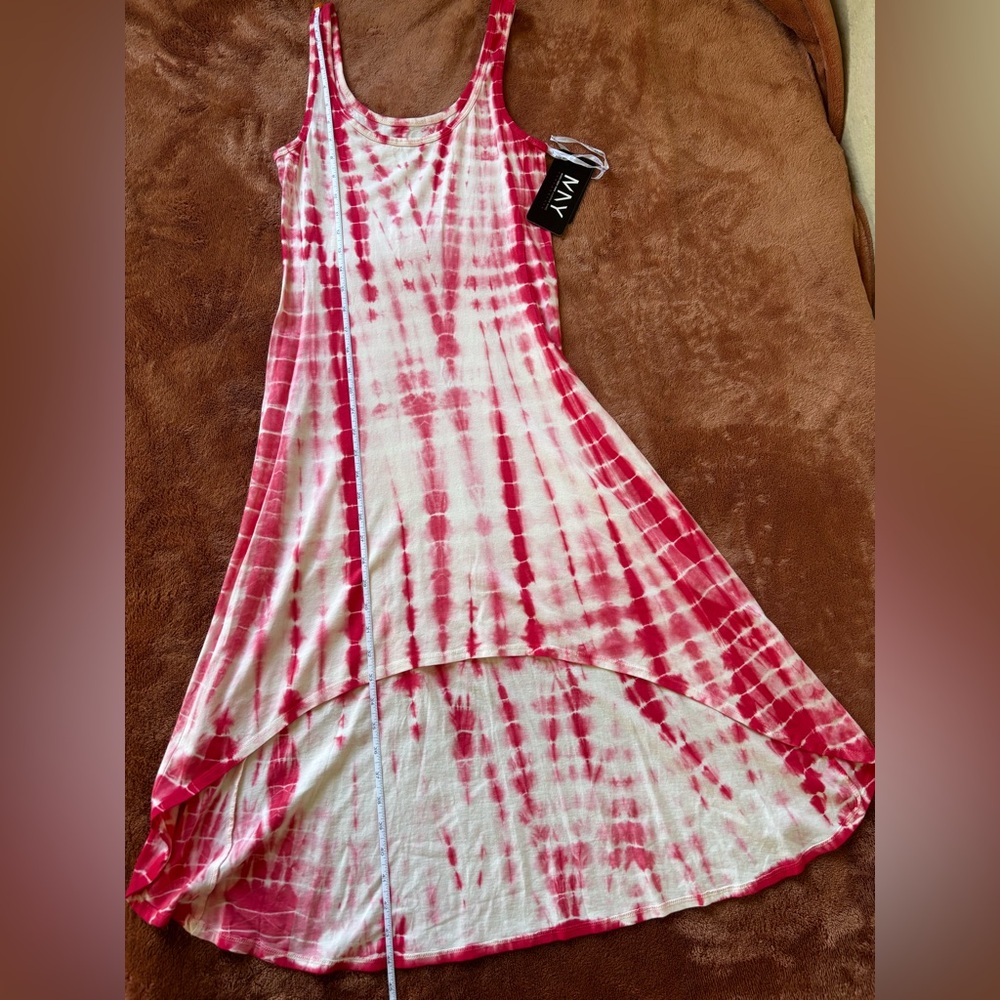 Andrew Marc Pink Tie Dye Sleeveless Hi Low Swing Dress NWT - Picture 6 of 10